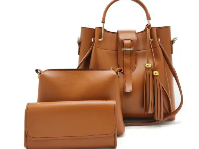 Jule 3PC Mustard Brown Handbag Set