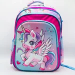 Attractive Unicorn 3-in-1 School Bag Set for Girls showcasing vibrant unicorn graphics, lightweight build, and a kid-friendly design for school and travel.