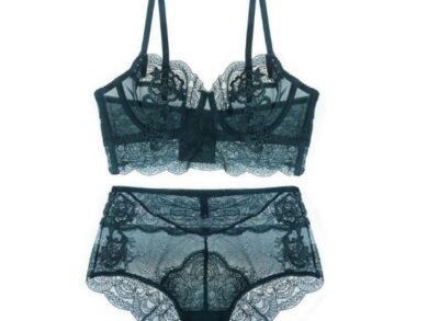 AyeshaMall Flower Embroidery Bra and Panty Set