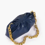 Blue handbag with zipper pocket and spacious interior for daily essentials