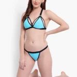 Stylish Blue Solid Designer Bikini Bra Set 3 featuring a flattering bikini fit and soft stretch material for all-day comfort and confidence.