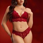 Deep V Push-Up Lace Bra and Panty Set