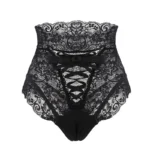 Elegant Exclusive High Waist Lace Hollow Out Hot Panties designed with intricate lace detailing and a flattering high-waist fit for a stylish and confident look.