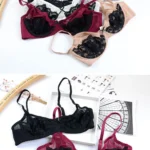 Elegant Lace Bralette Briefs Soft Triangle Bra Panty Set designed with delicate lace and a soft triangle shape, offering a romantic and feminine innerwear look.