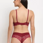 Premium Maroon Self Design Non Padded Women Bra Set crafted with fine detailing and a smooth finish, offering gentle support and a refined feminine look.