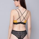 Pretty Cat Yellow Lace Brief Women Bra Set 3