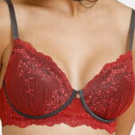 Premium Stir Padded Wirefree Neck Lace Bra Merlot crafted with stretchable material and smooth finish, perfect for everyday wear under any outfit.