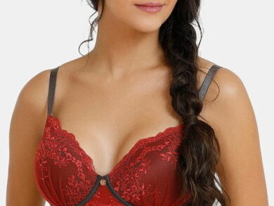 Stir Padded Wirefree Neck Lace Bra Merlot