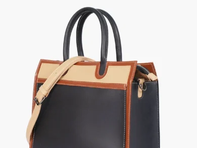 Black vintage handbag with structured design and premium faux leather finish