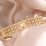 Charming Shein Gold Steel Diamond Watch & Bracelet Set 2