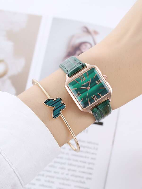 Charming Shein Square Quartz Watch & Jewelry Set 1 Charming Shein Square Quartz Watch & Jewelry Set 1