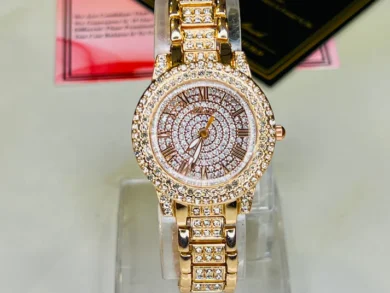 Premium Rose Gold Iced Out Watch For Her 1