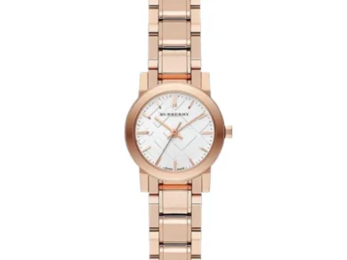 Radiant Burberry Check Gold Stainless Watch — 021