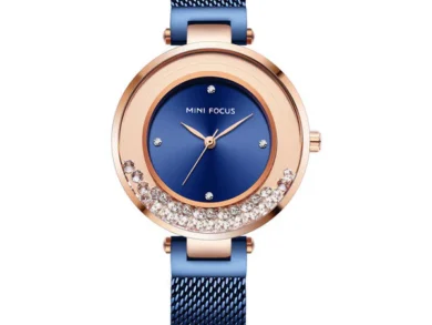 Rose Gold & Blue Mesh Ladies Quartz Watch MF0254L-04