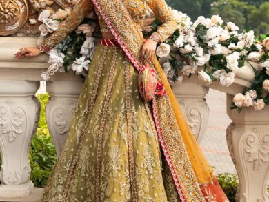 Ayesha’s Antique Gold Mehndi Lehenga 3