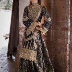 Ayesha’s Black Multicolor Floral with Antique Gold Embellished Party Dress 2
