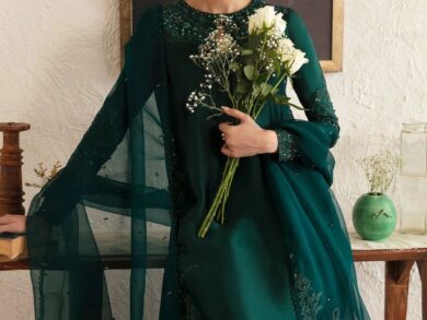 Ayesha's Bottle Green Party Dress 1