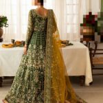 Ayesha’s Bottle Green with Mustard Contrast Wedding Dress