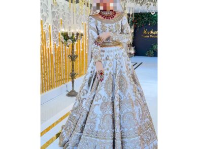 Ayesha’s Charcoal Grey & Antique Silver Wedding Dress