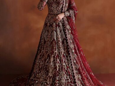 Ayesha’s Classic Burgundy Red Bridal Dress 1