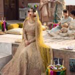 Ayesha’s Elegant Beige Gold Bridal Dress 1