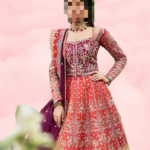 Ayesha’s Grand Vermilion Red & Deep Plum Bridal Dress 2