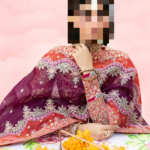 Ayesha’s Grand Vermilion Red & Deep Plum Bridal Dress 3