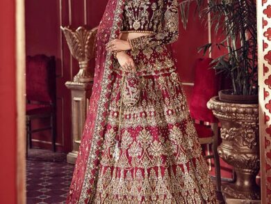 Ayesha’s Lavish Burgundy Bridal Dress