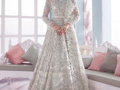 Ayesha’s Majestic Silver Ivory Bridal Dress 3