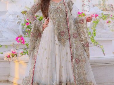 Ayesha’s Midnight Blue & Antique Silver Wedding Dress