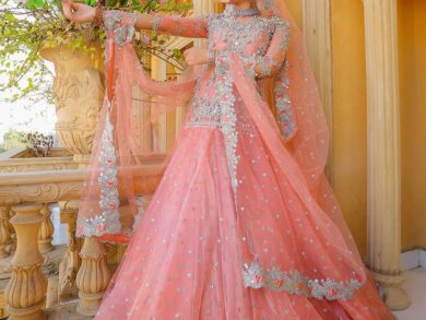 Ayesha’s Peach Pink Bridal Lehenga