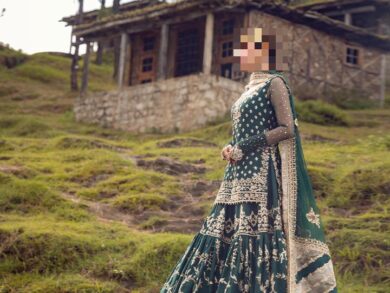 Ayesha’s Regal Emerald Green Bridal Dress