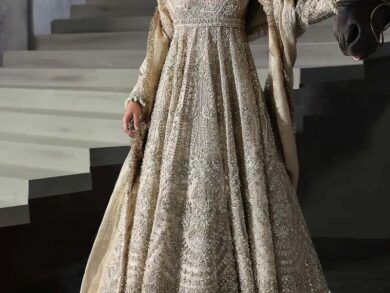Ayesha’s Soft Beige Gold Bridal Dress