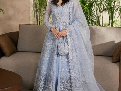 Ayesha’s Soft Steel Blue Wedding Dress 4