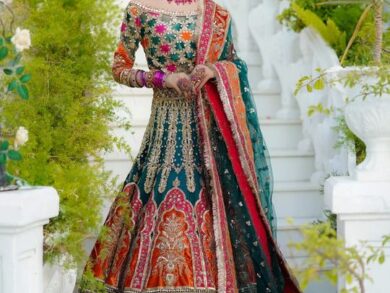 Ayesha’s Teal Green, Rust Orange & Maroon Wedding Dress