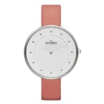 Charming Skagen Gitte Pink Leather Watch — 056