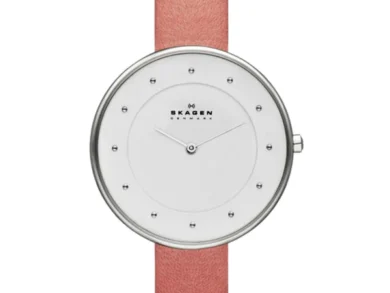Charming Skagen Gitte Pink Leather Watch — 056