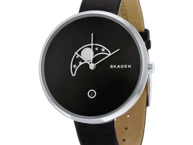Sleek Skagen Gitte Black Leather Watch — 052 1
