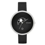 Sleek Skagen Gitte Black Leather Watch — 052