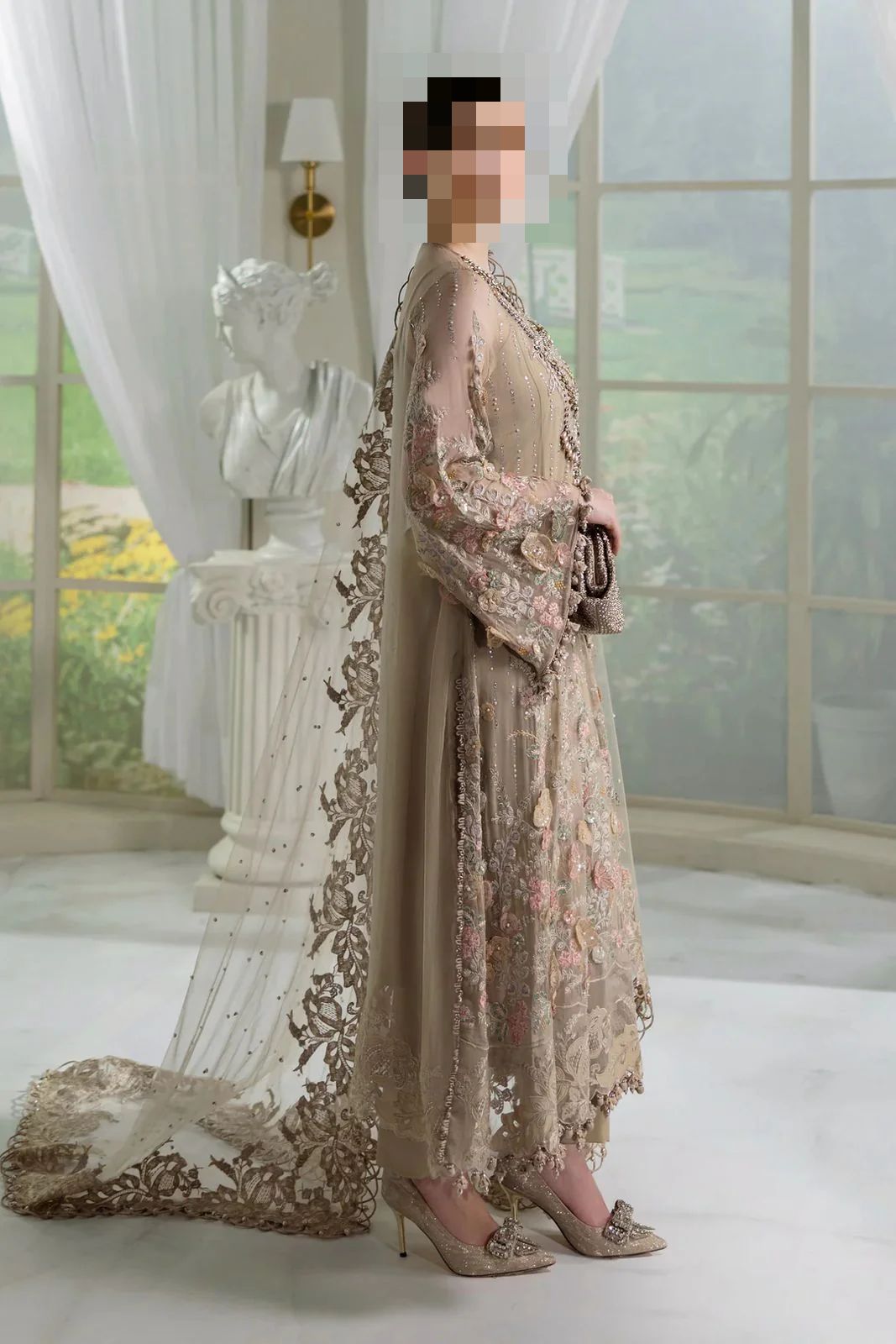 Ayesha’s Soft Taupe Pearl Party Dress 2 Ayesha’s Soft Taupe Pearl Party Dress 2