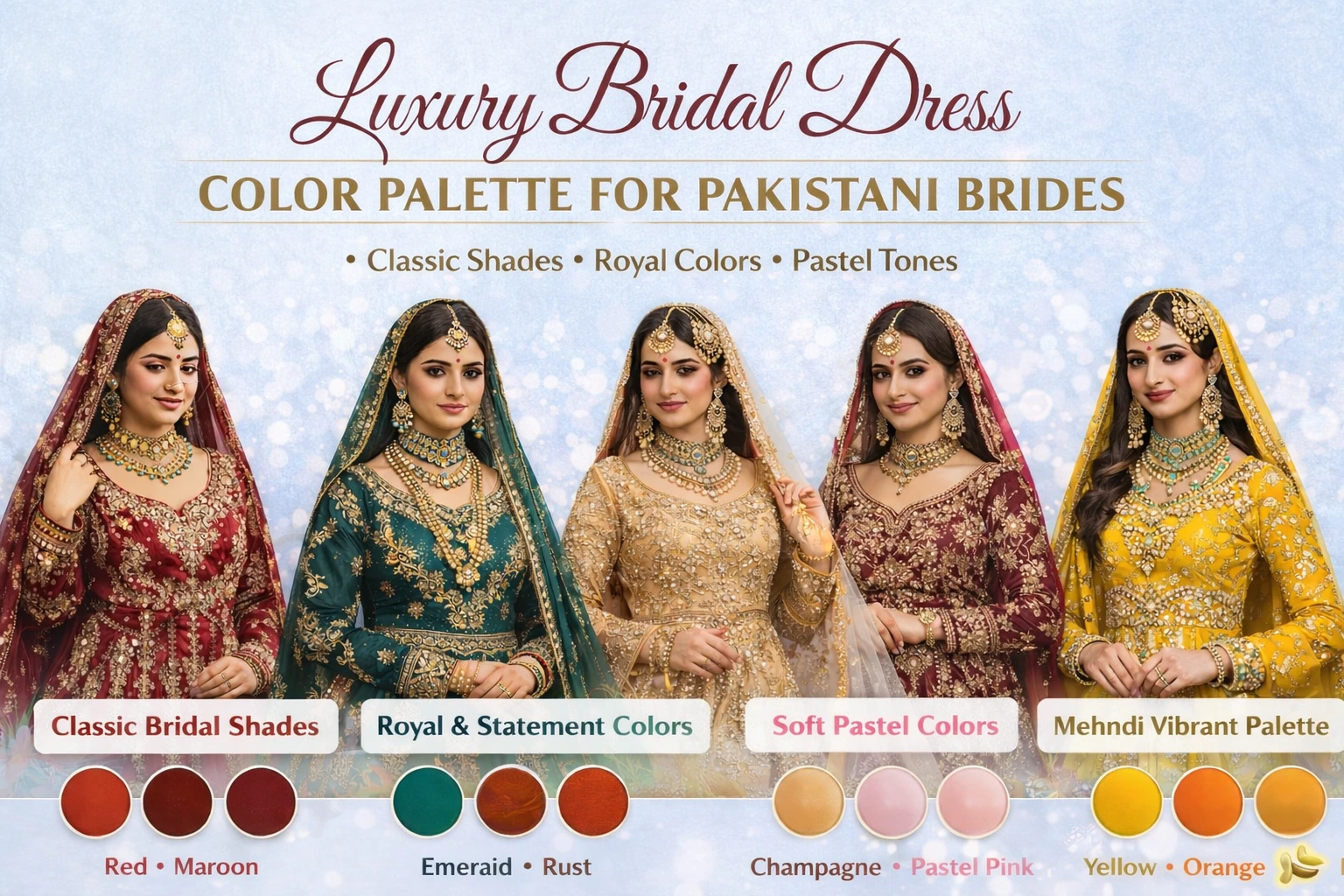 Luxury Bridal Dress Color Palette for Pakistani Brides