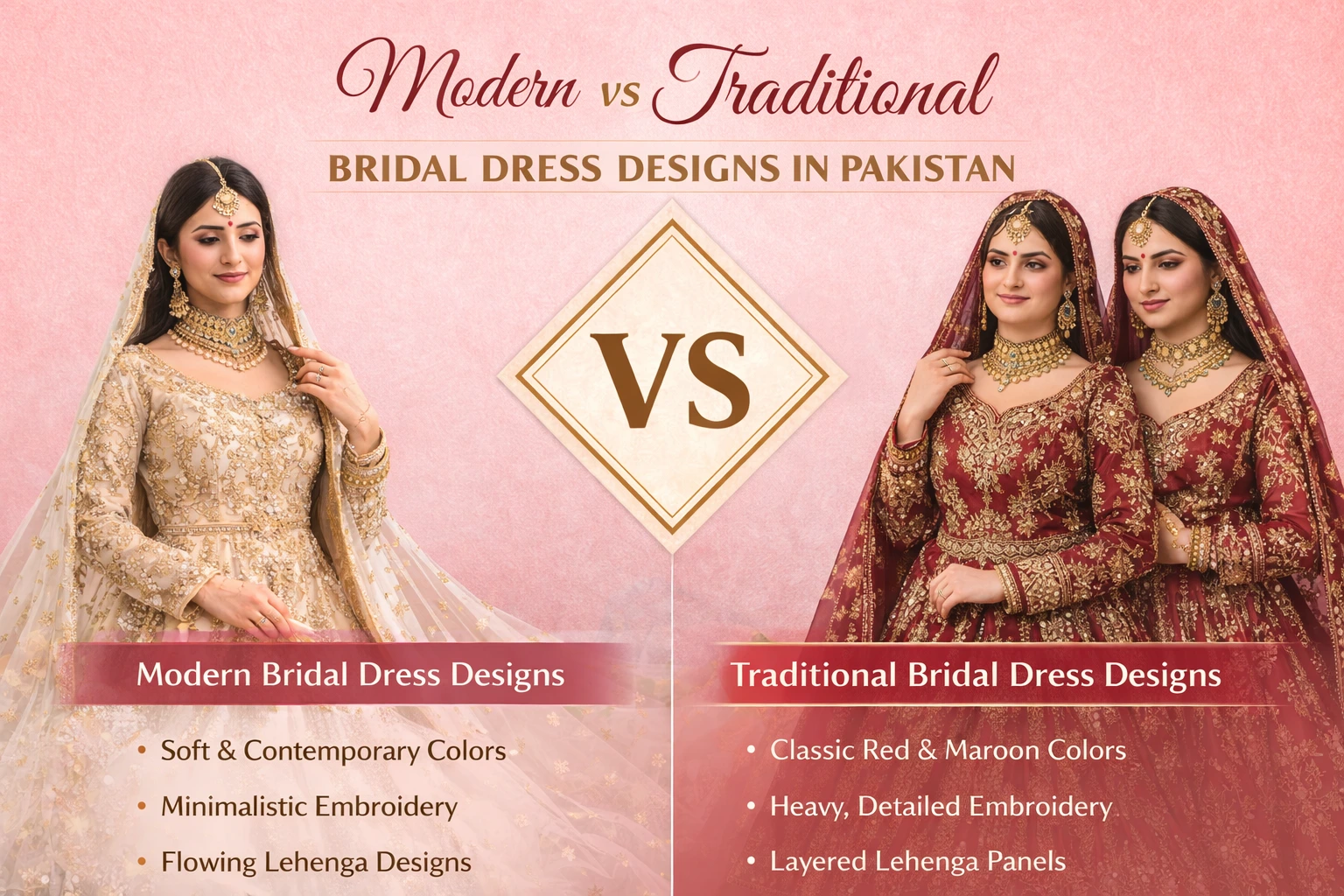 Modern vs Traditional Bridal Dress Designs in Pakistan